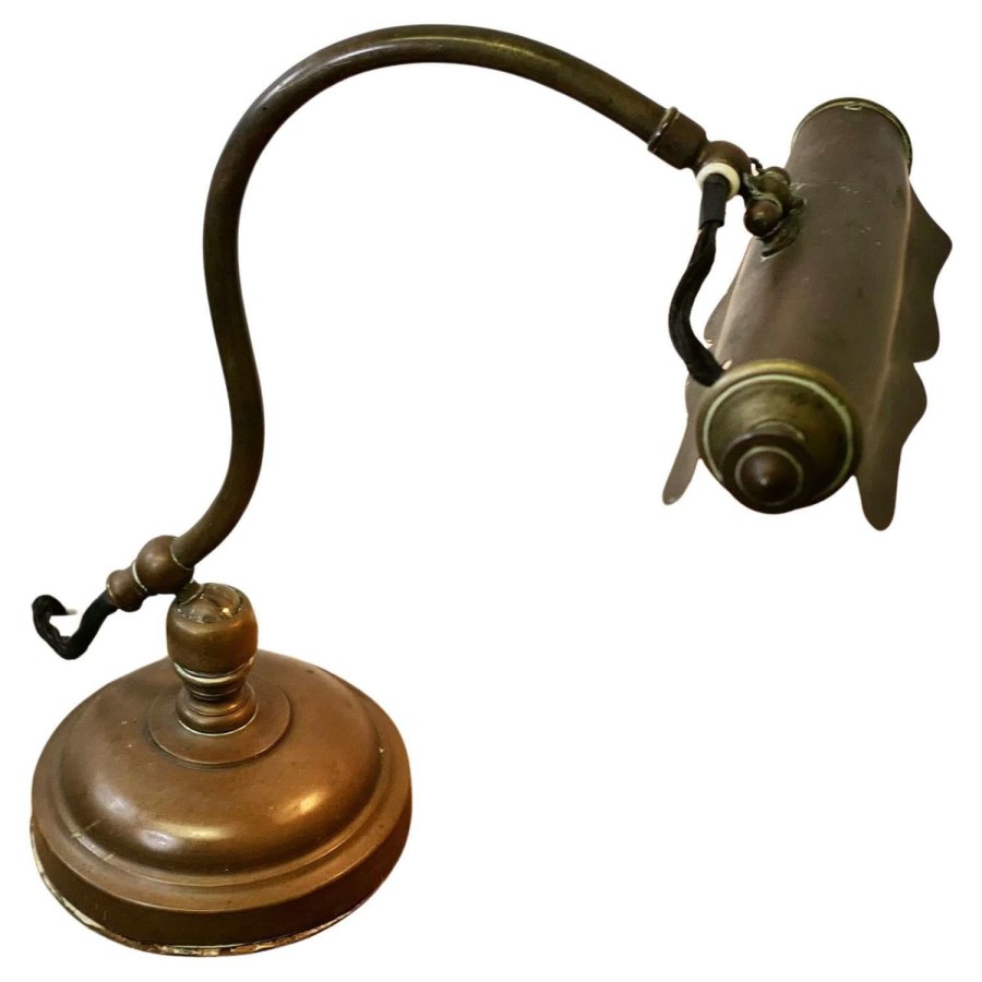 Brass Art Nouveau Adjustable Library Lamp