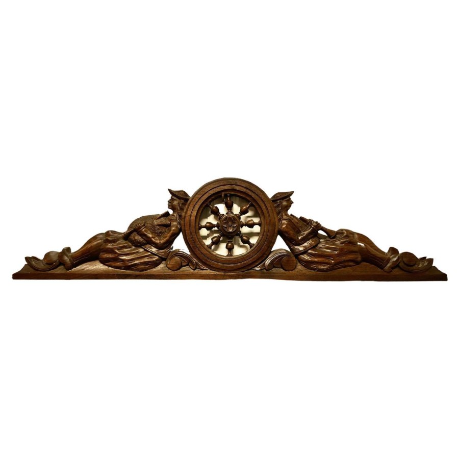 Bretton Carved Oak Decorative Pediment, Over Door