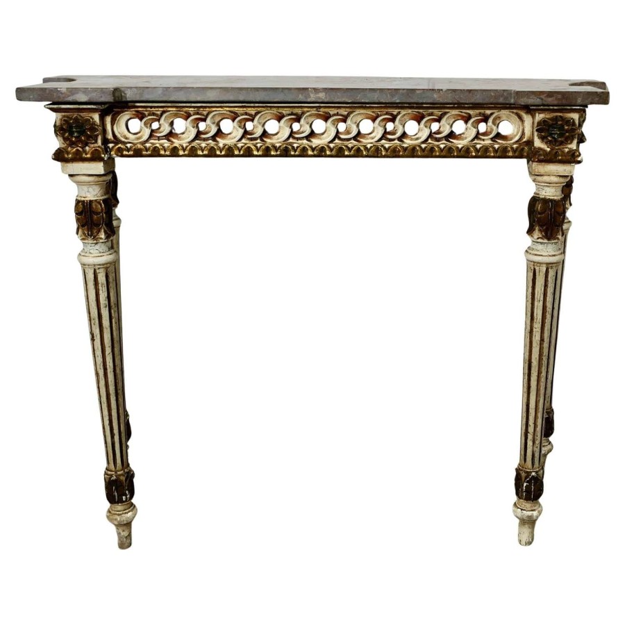 Carved and Painted French Style Console or Hall Table