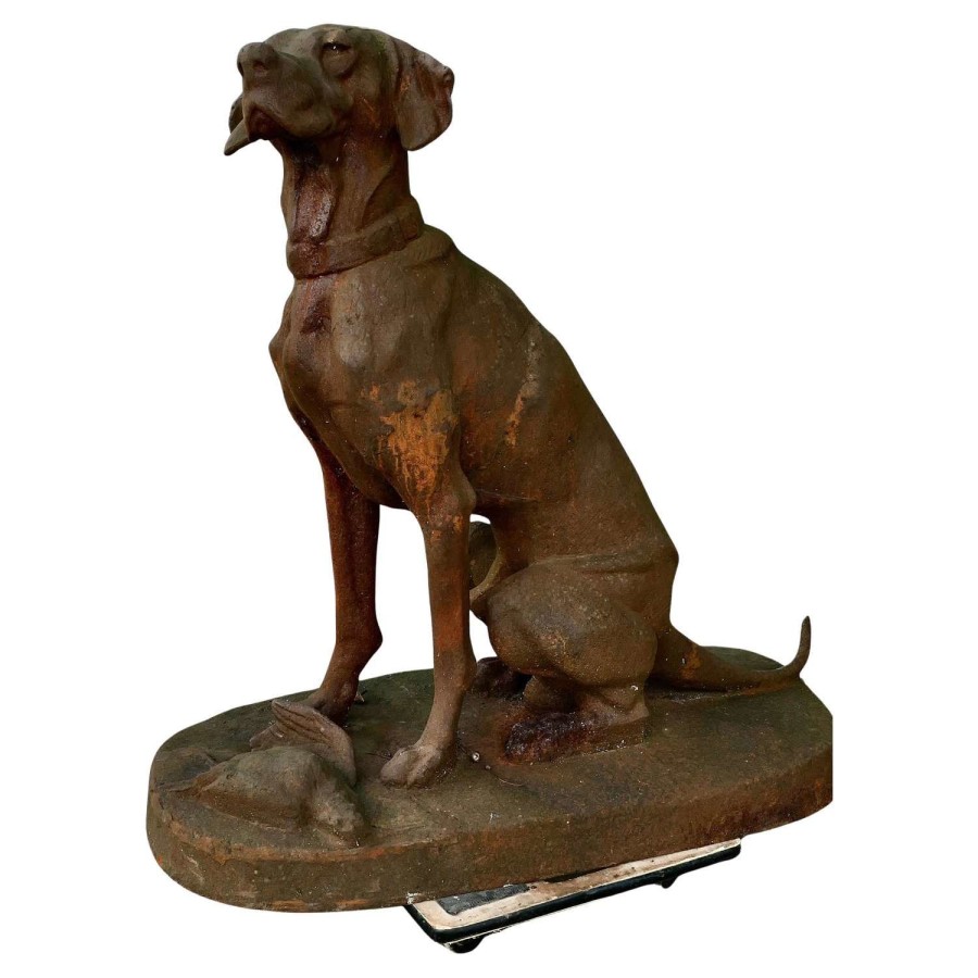 Cast Iron Statue of a Hunting Dog With a Pheasant A very contented Chap