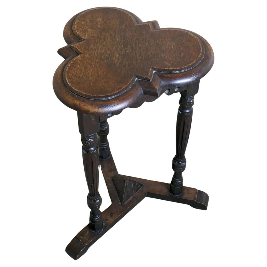 Celtic Gothic Oak Clover Leaf Table Elizabethan-Style Celtic Gothic
