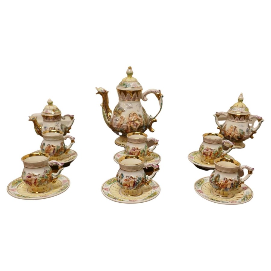 Charming 20th Century Capodimonte Coffee Set
