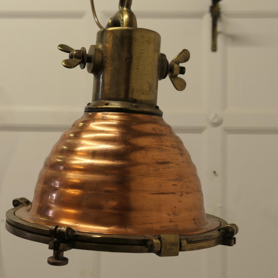 Copper and Brass Vintage Nautical Search Light or Spot Light - Image 11