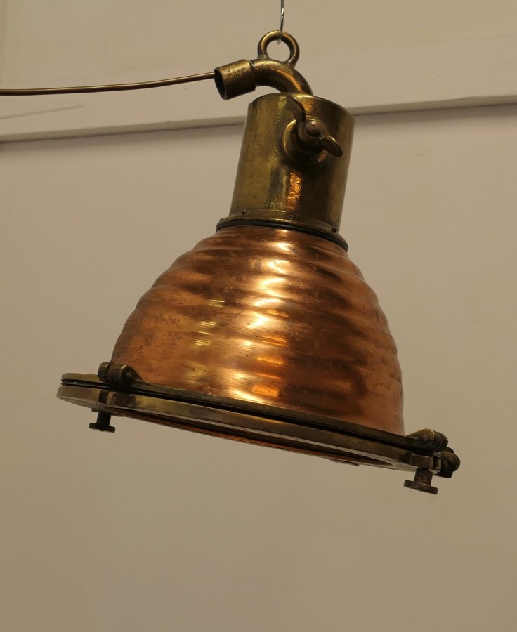 Copper and Brass Vintage Nautical Search Light or Spot Light - Image 3