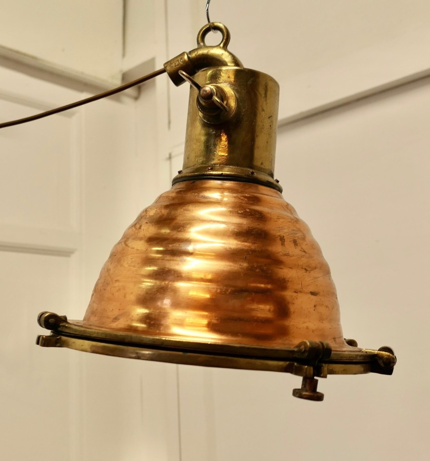 Copper and Brass Vintage Nautical Search Light or Spot Light - Image 4