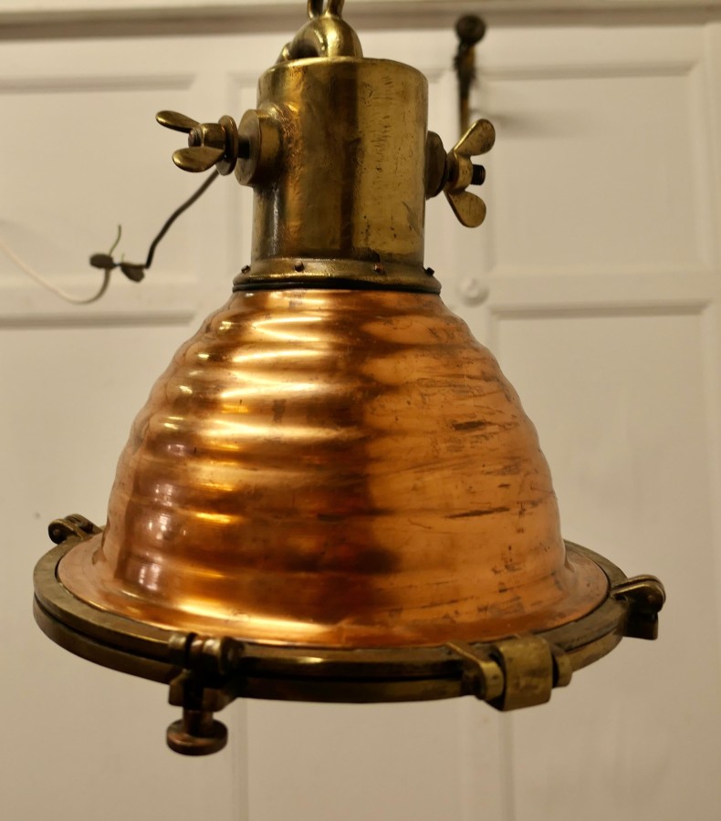Copper and Brass Vintage Nautical Search Light or Spot Light - Image 5