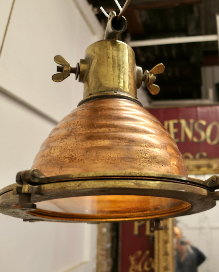 Copper and Brass Vintage Nautical Search Light or Spot Light - Image 6