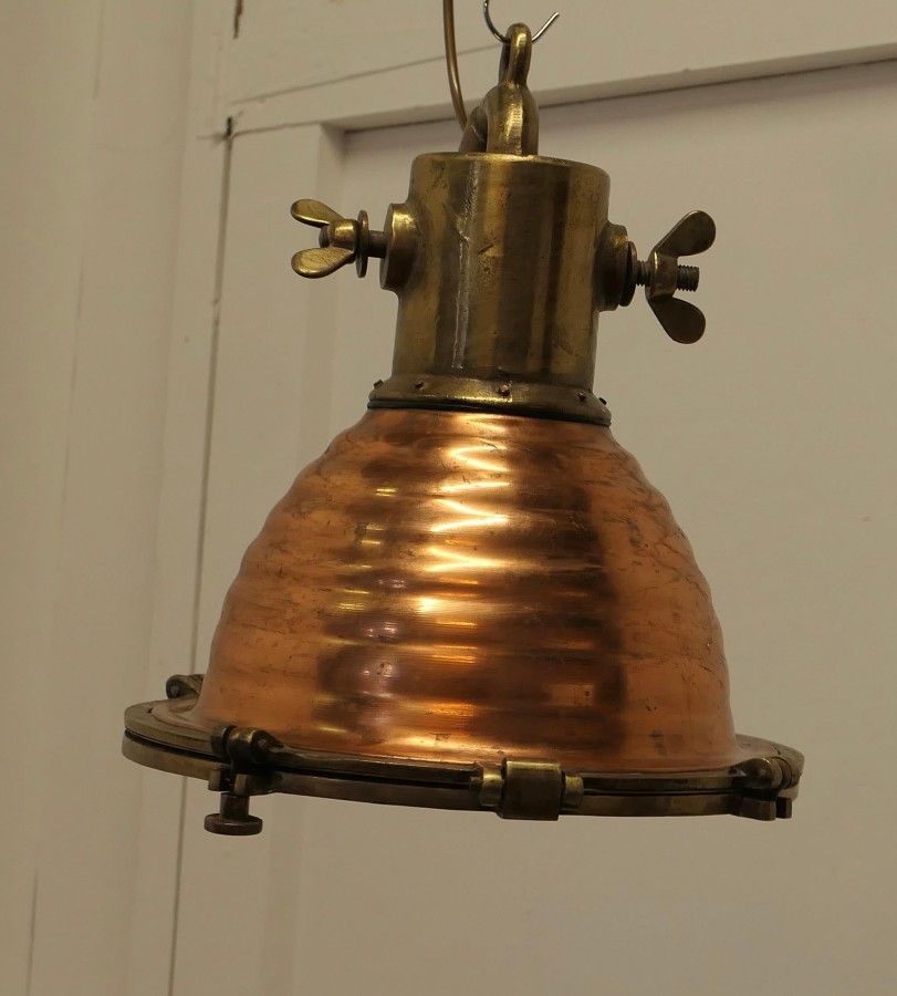 Copper and Brass Vintage Nautical Search Light or Spot Light - Image 8