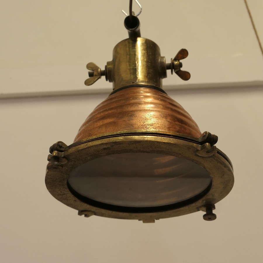 Copper and Brass Vintage Nautical Search Light or Spot Light - Image 9