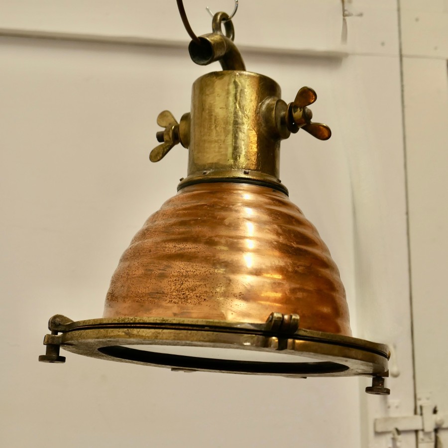 Copper and Brass Vintage Nautical Search Light or Spot Light - Image 10
