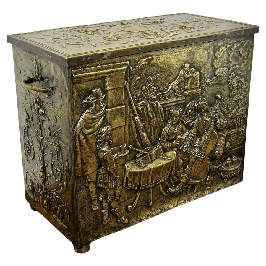 Early Heavily Embossed Brass Box This is a large and heavy chest
