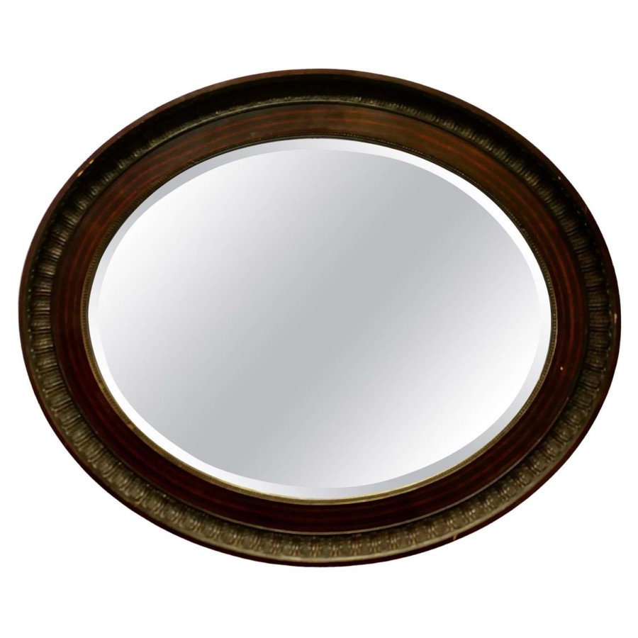 Edwardian Simulated Wood Finish Oval Mirror
