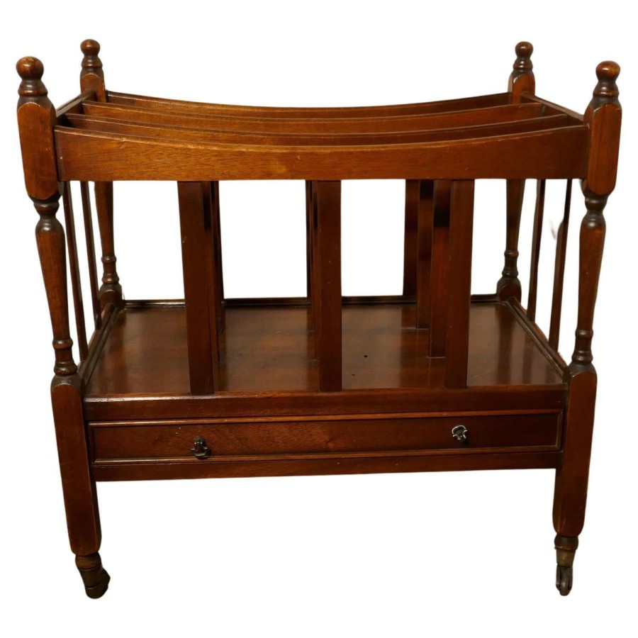 English Walnut Canterbury Magazine Stand