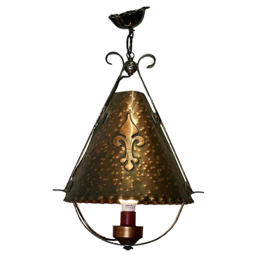 French Arts and Crafts Gothic Copper Lantern A very unusual light