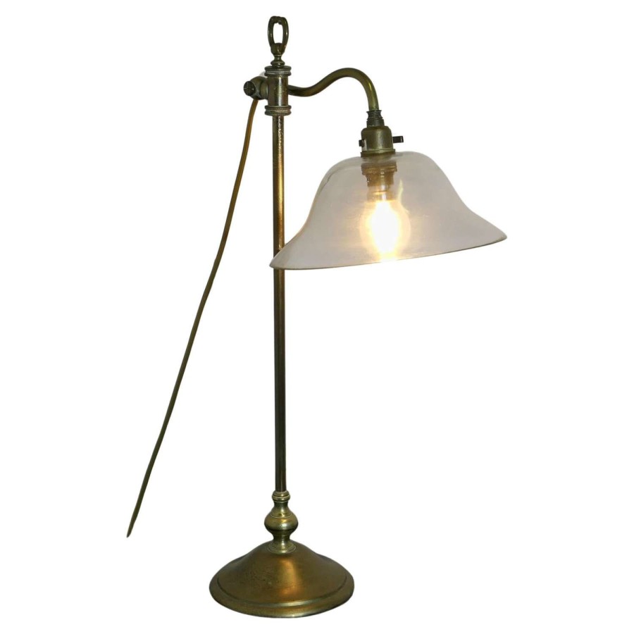 French Brass Desk Lamp with Blown Glass Shade This is a very attractive piece