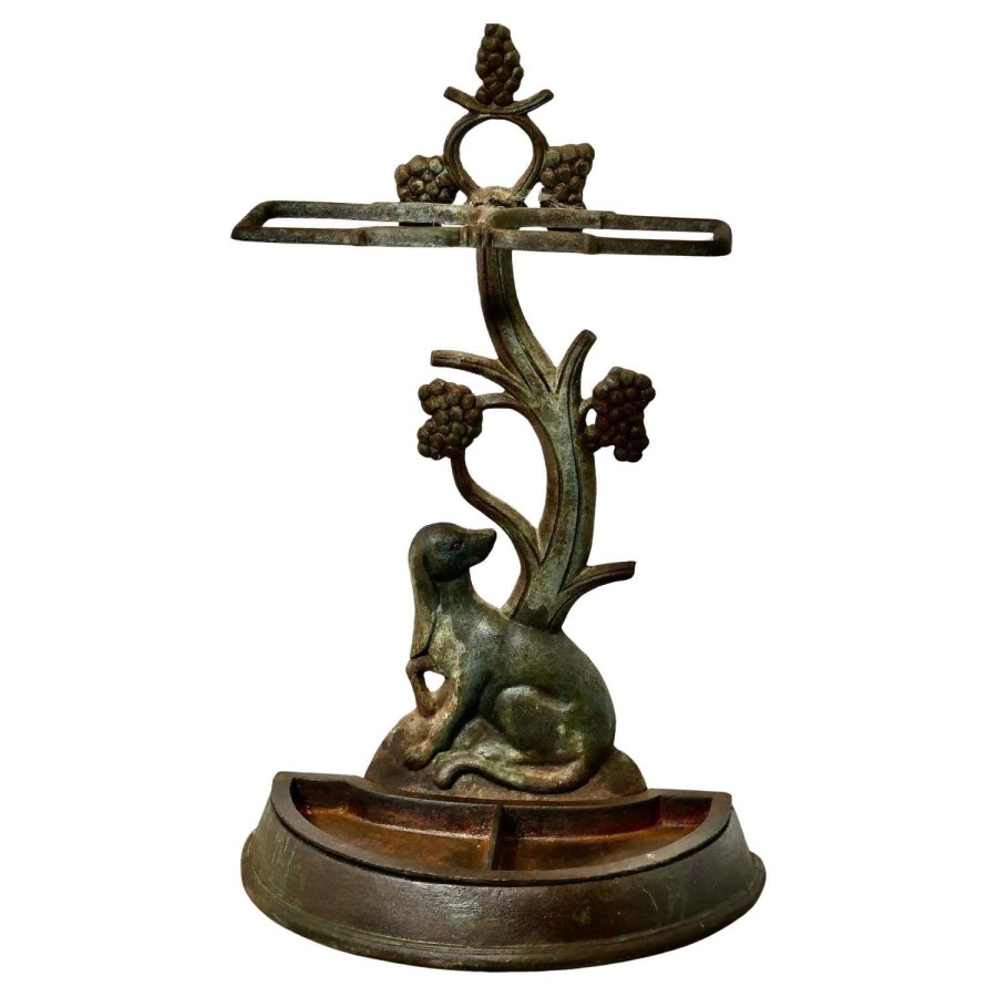 French Cast Iron Umbrella Stand, Fox and Grapes