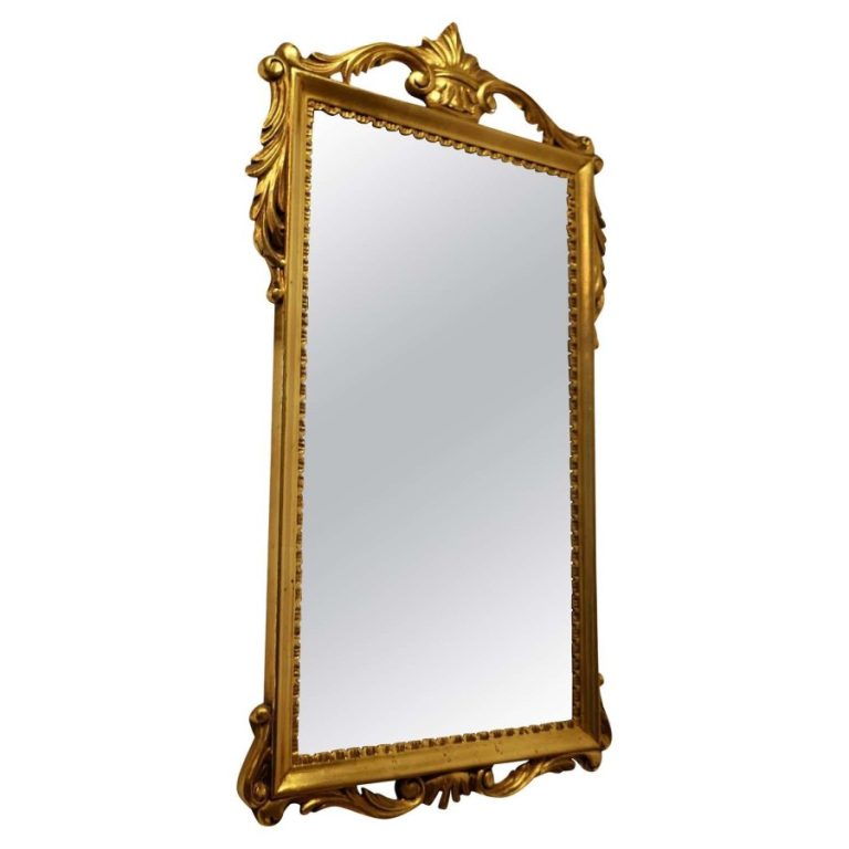 French Napoleon III Style Gilt Wall Mirror, Crown Crest
