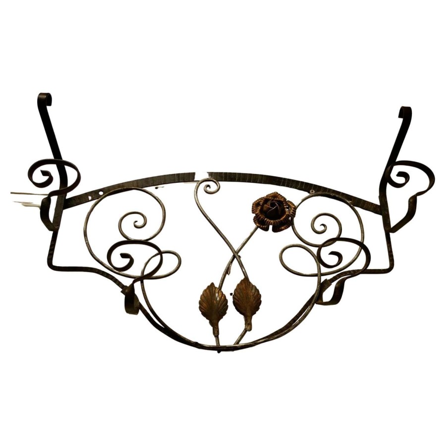 French Retro Chic Iron and Toleware Hat and Coat Rack