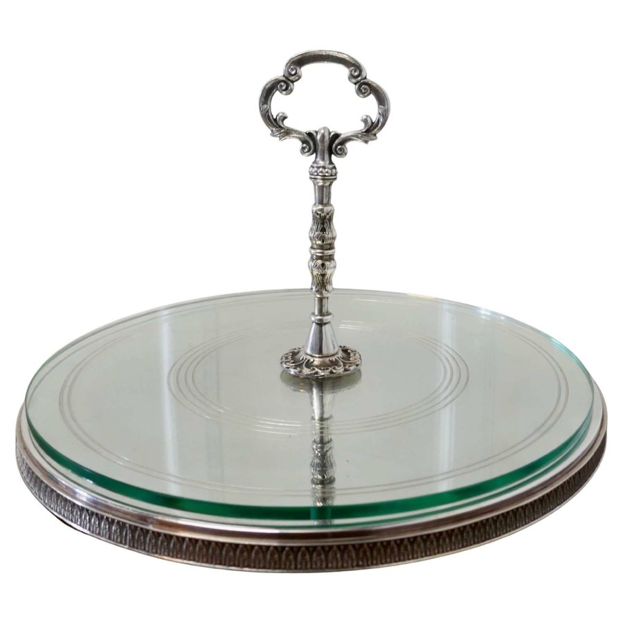 French Silver Plated and Glass Cake Stand