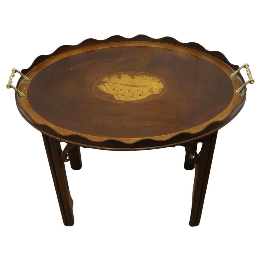 Georgian Style Inlaid Butlers Tray on Stand