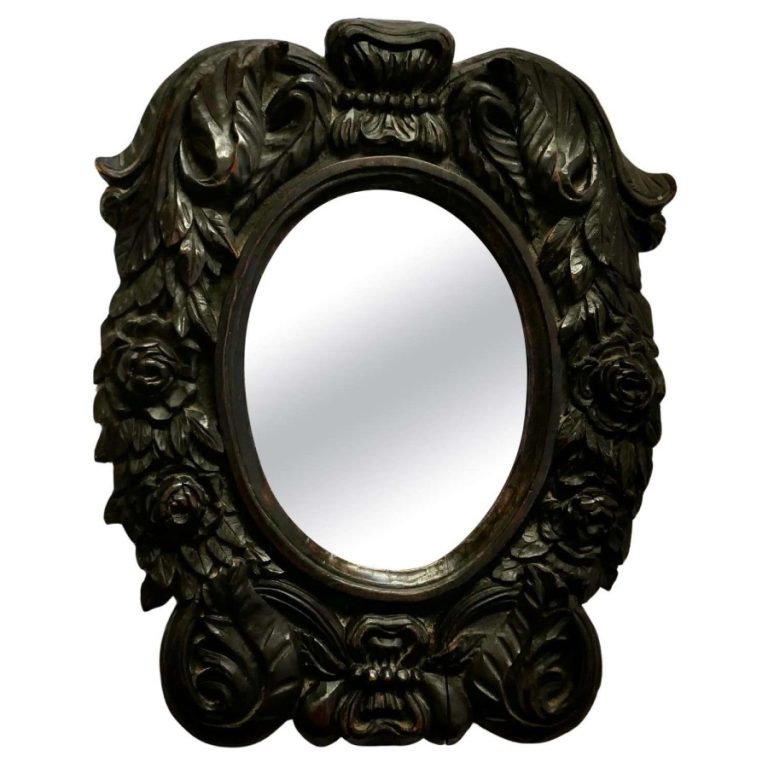 Gothic Carved Oak Oval Mirror A lovely piece