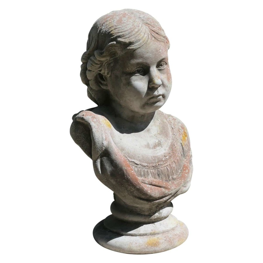 Head and Shoulder Bust of a Young Girl Garden Statue