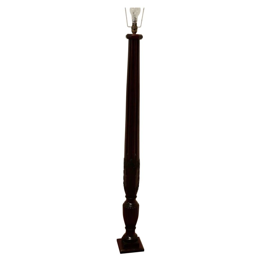 Heavy Turned Mahogany Floor Standing or Standard Lamp