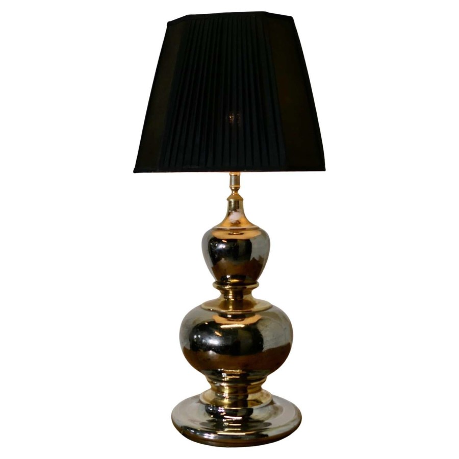 Huge Art Deco Gold %26 Silver Table Lamp A stunning piece is made in Terracotta