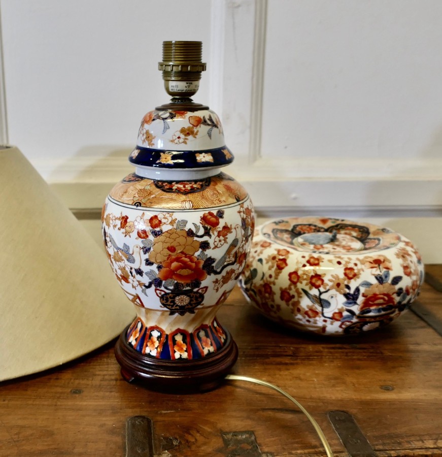 Imari Vase Lamp and Bowl with Cover A Lovely Vintage set, a ginger jar vase - Image 10