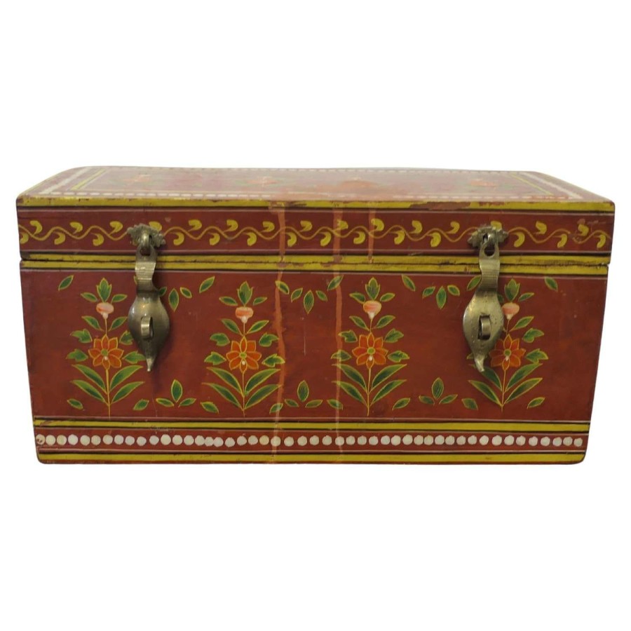 Indian Folk Art Painted Treasure Chest This is a pretty piece