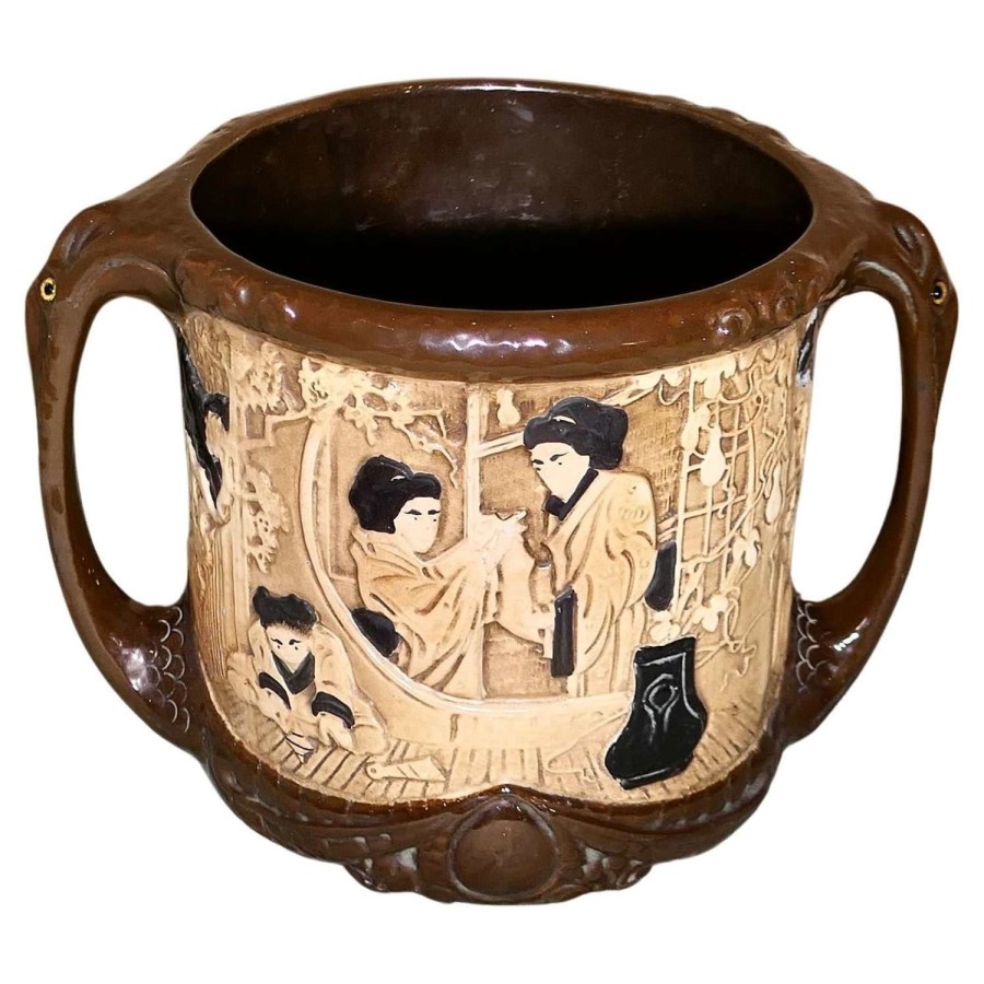 Large Bretby Bamboo Ware Art Pottery Jardiniere