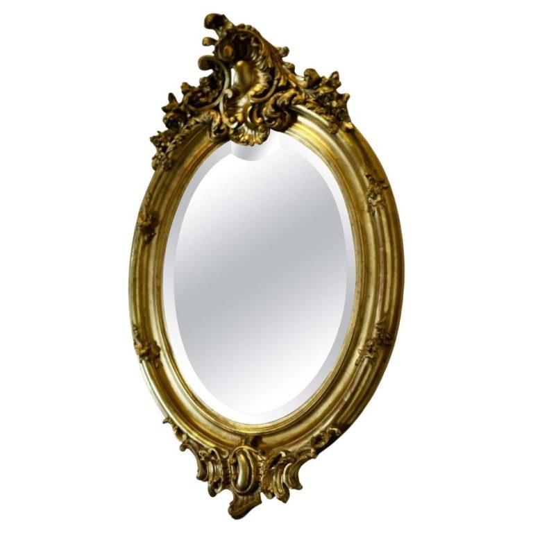 Large French Rococo Oval Gilt Wall Mirror