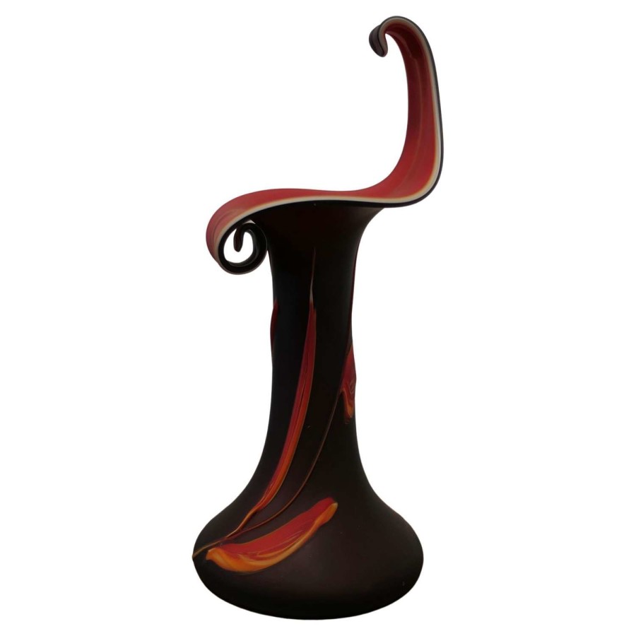 Large Glass Jack in the Pulpit Art Glass Vase, Dynamic Black and Volca