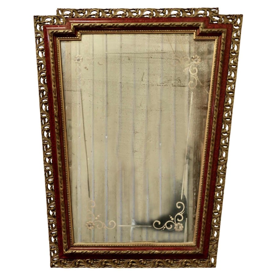 Large V Shaped Venetian Wall Mirror in the Oriental Art Deco Style