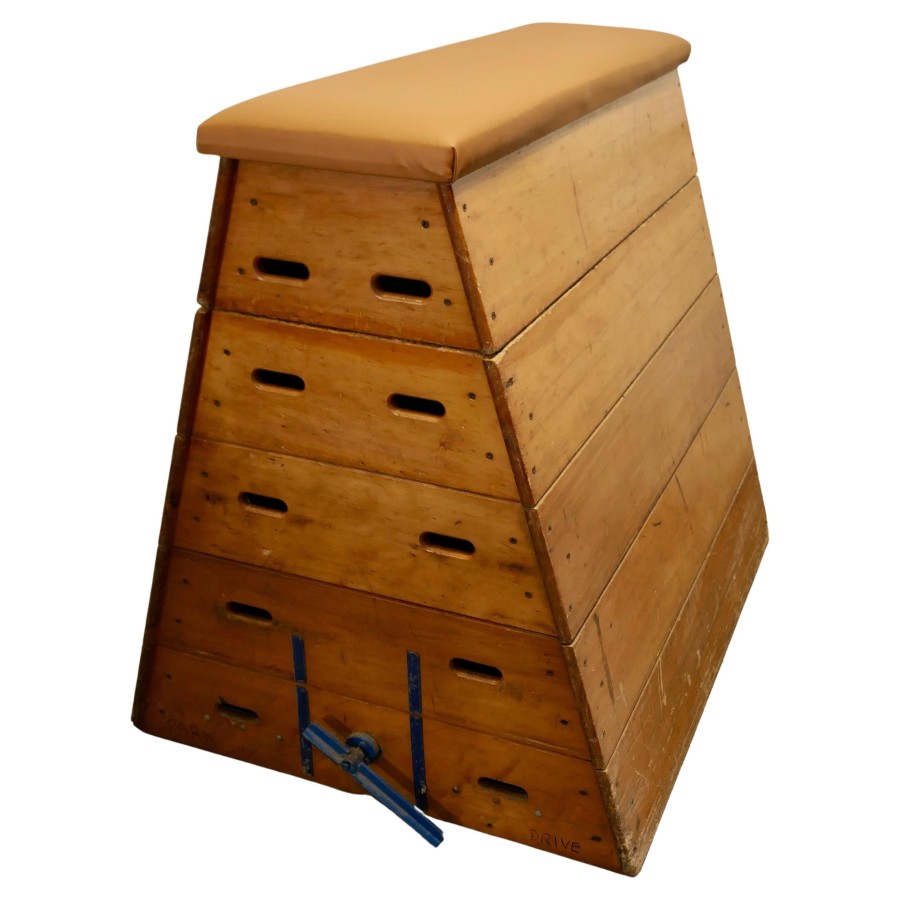 Large Vintage 5 Section Heavy Pine Vaulting Box - Image 2