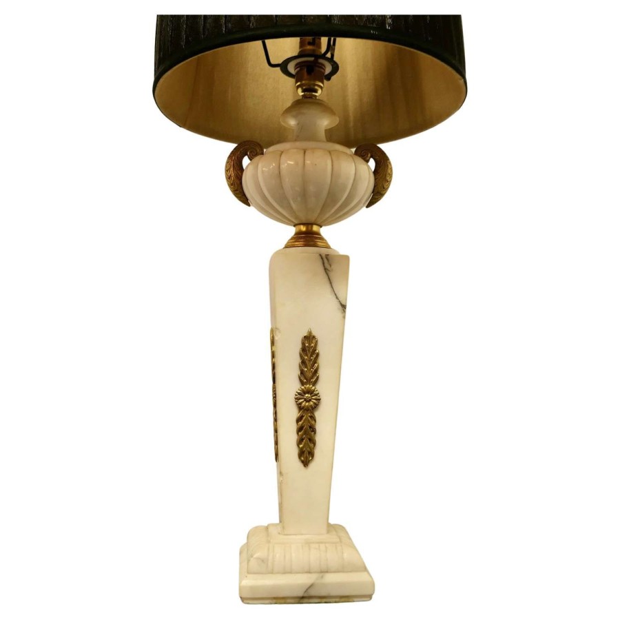 Large White Marble Classical Greek Style Table Lamp