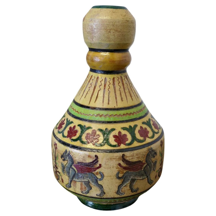 Montopolyi Arno Italian Vase with Winged Guardians An unusual piece