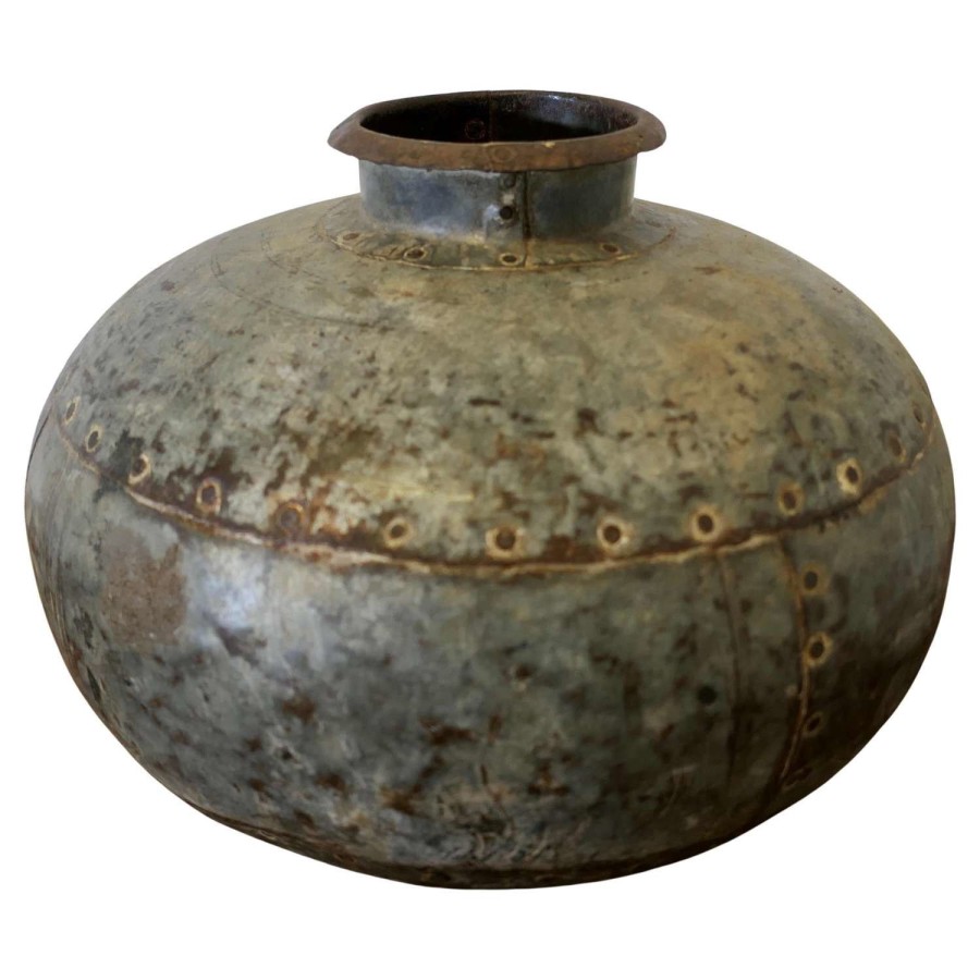 North African Round Metal Water Vase A rather primitive piece