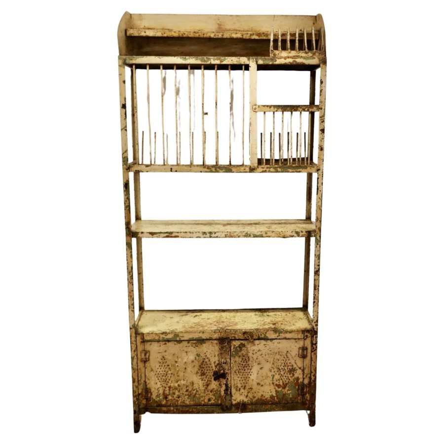 Old French Distressed Metal Field Kitchen Dresser, Drainer