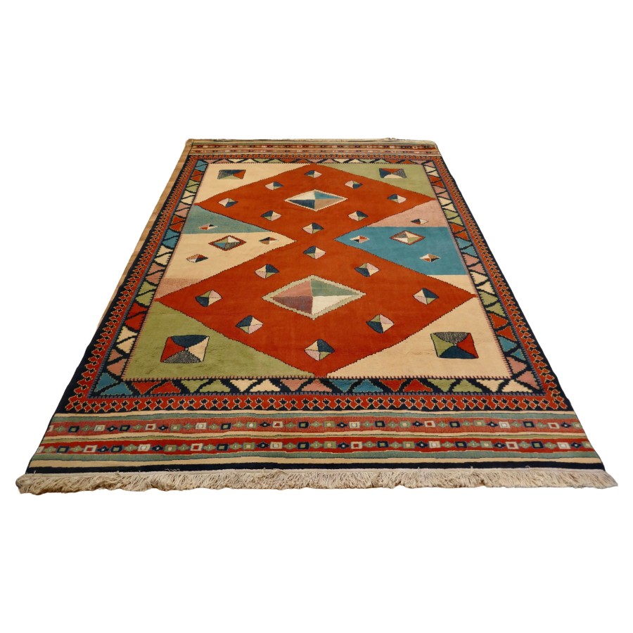 One of a Kind Vintage Multi Colored Retro Cubist Carpet - Image 2