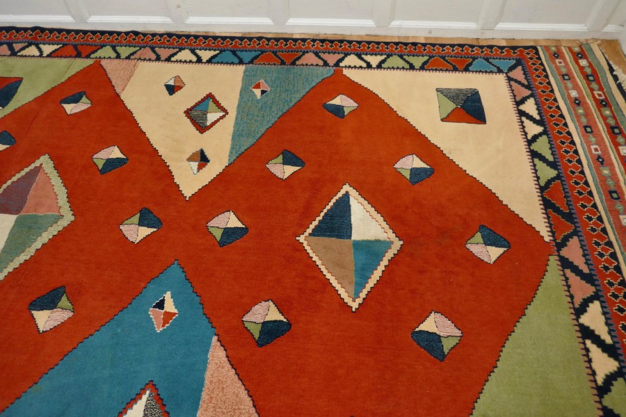 One of a Kind Vintage Multi Colored Retro Cubist Carpet - Image 7