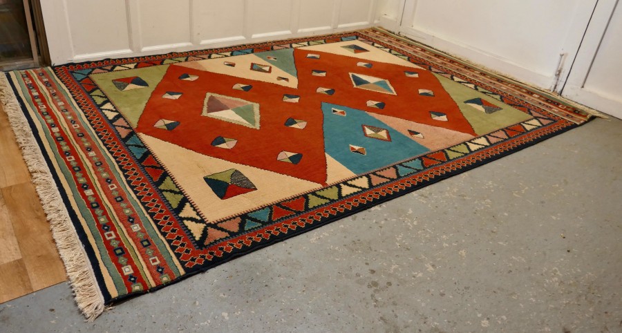 One of a Kind Vintage Multi Colored Retro Cubist Carpet - Image 8