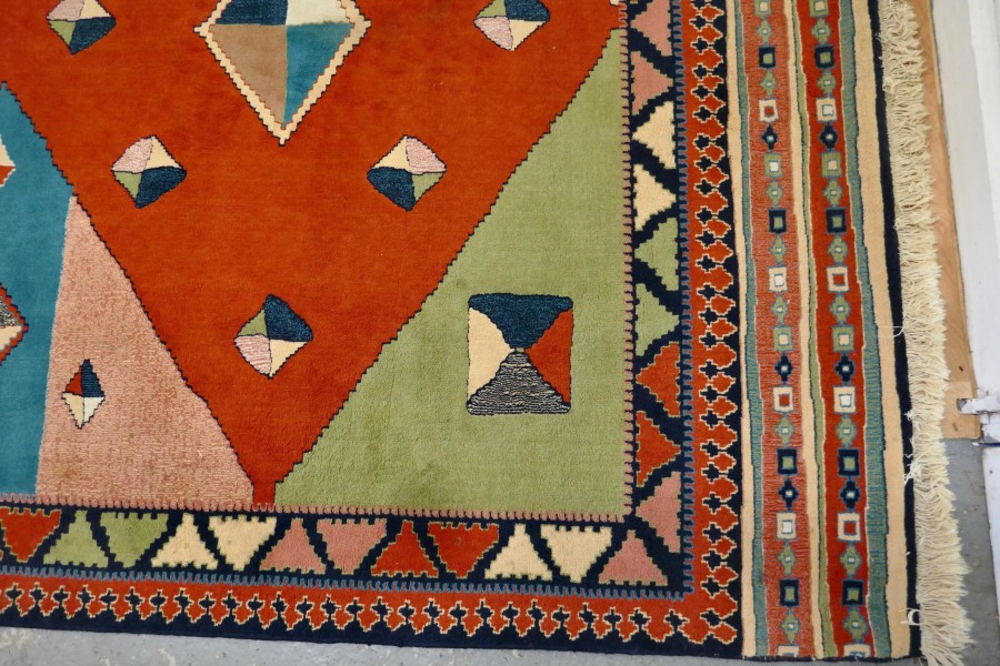 One of a Kind Vintage Multi Colored Retro Cubist Carpet - Image 9