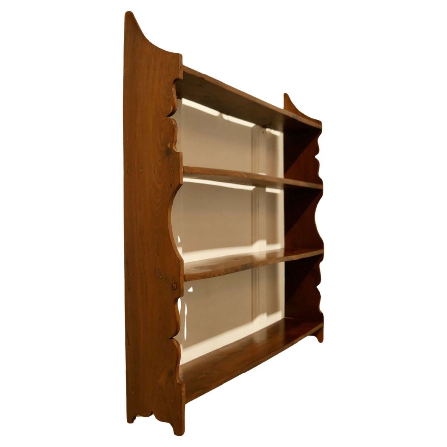 Open Front Wall Hanging Yew Bookshelf