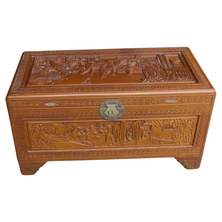 Oriental Carved Camphor Wood Chest This Beautiful Carved Chest