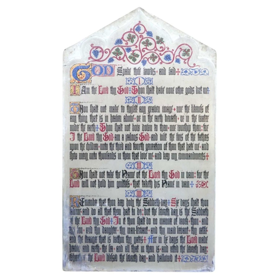 Painted Scripture of the Commandments on a Slate Church Wall Panel