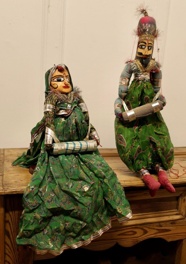Pair of Indian Handmade Vintage Rajasthani Kathputli Puppets - Image 4