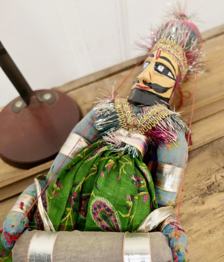 Pair of Indian Handmade Vintage Rajasthani Kathputli Puppets - Image 6