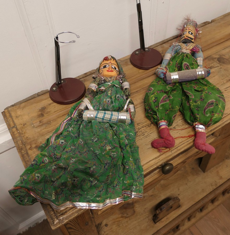 Pair of Indian Handmade Vintage Rajasthani Kathputli Puppets - Image 9