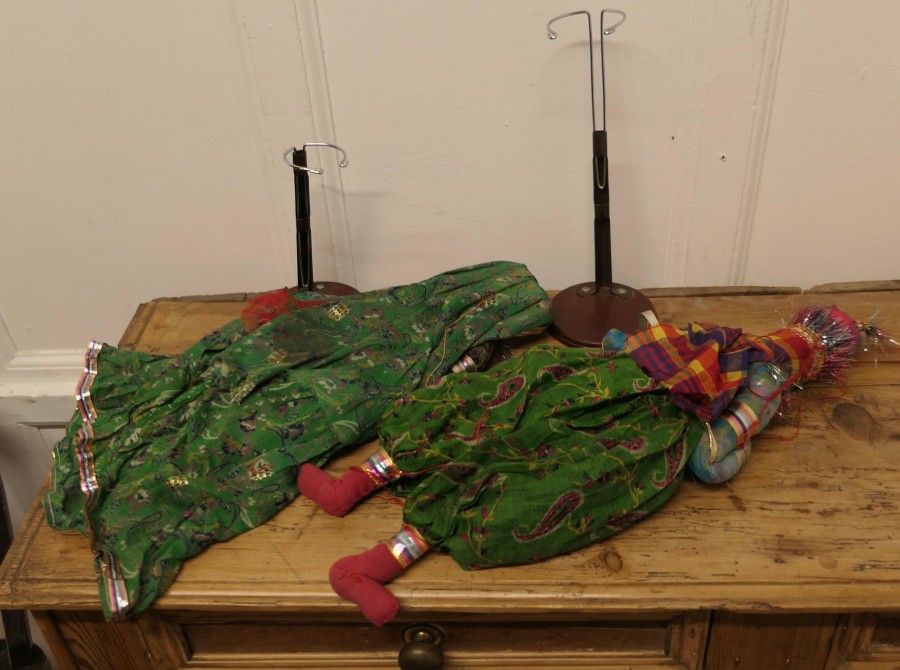 Pair of Indian Handmade Vintage Rajasthani Kathputli Puppets - Image 10